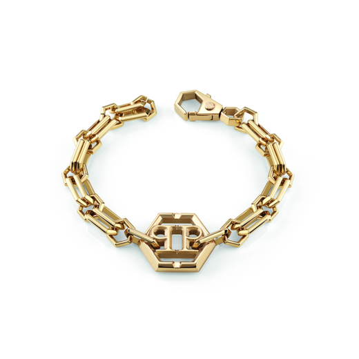 Pulsera Acero dorado Hombre Philipp Plein PJ9EA06BU Hexágono Logo PP