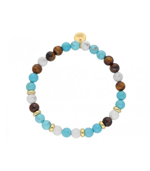 Liska Women's Gold Steel Bracelet SHA085 Natural Turquoise Stones