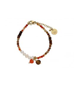 Pulsera Acero Dorado Liska Mujer SHA174 Piedras Naturales Rojas