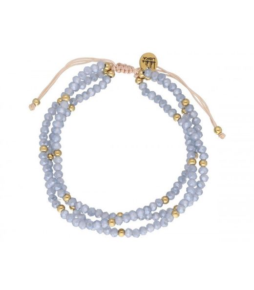 Liska Women's Gold Steel Bracelet SHA193 with Lilac Natural Stones