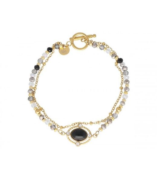 Pulsera Acero Dorado Liska Mujer SHA214BR Piedras Naturales