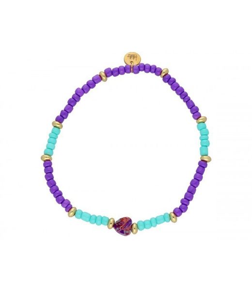 Liska Women's Gold Steel Bracelet SHA241-3 Bicolor Purple Turquoise Stones