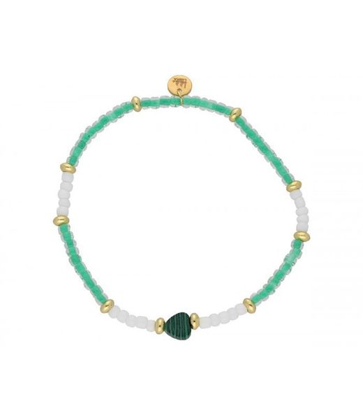 Liska Women's Gold Steel Bracelet SHA241-6 Bicolor White Turquoise Stones