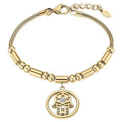 Pulsera Acero Dorado Lotus Style Mujer LS2465-2/2 Mano De Fátima Circonitas