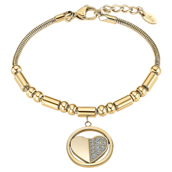 Pulsera Acero Dorado Lotus Style Mujer LS2466-2/2 Corazón Circonitas