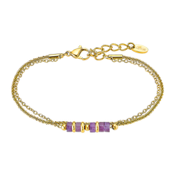 Pulsera Acero Dorado Lotus Style Mujer LS2561-2/2 Piedras Moradas