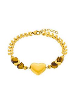Pulsera Acero Dorado Marea C02103/BD Corazón C. Piedra Ojo De Tigre