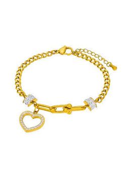 Pulsera Acero Dorado Marea C02103/BJ Corazones Circonitas
