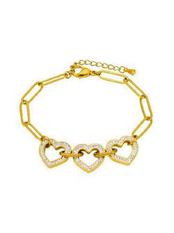 Pulsera Acero Dorado Marea C02103/BN Corazones Circonitas