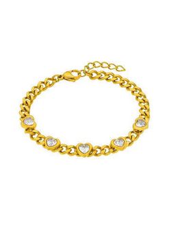 Pulsera Acero Dorado Marea C02103/BR Corazones Circonitas