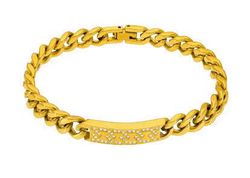 Pulsera Acero Dorado Marea Hombre C00103/508 Placa Circonitas