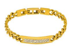 Pulsera Acero Dorado Marea Hombre C00103/510 Placa Circonitas