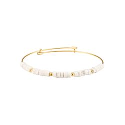 Pulsera Acero Dorado Mujer 4mm PSM0012DOAB Piedras Minerales Ágata Blanca
