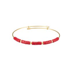 Pulsera Acero Dorado Mujer 4mm PSM0012DOCL Piedras Minerales Símil Coral