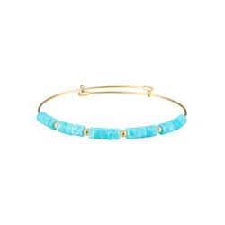 Pulsera Acero Dorado Mujer 4mm PSM0012DOLR Piedras Minerales Símil Larimar