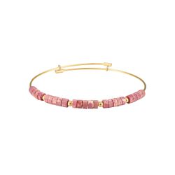 Pulsera Acero Dorado Mujer 4mm PSM0012DORT Piedras Minerales Rodocrosita