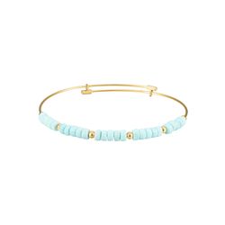 Pulsera Acero Dorado Mujer 4mm PSM0012DOTU Piedras Minerales Símil Turquesa