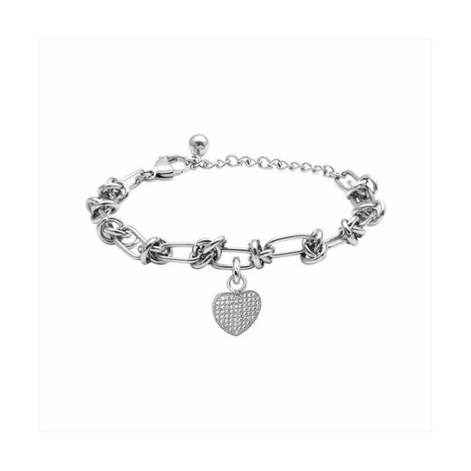 Pulsera Acero Dorado Mujer B27384 Corazón C. Circonitas 16cm