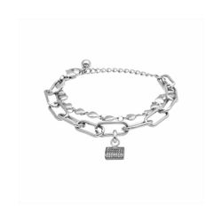 Pulsera Acero Dorado Mujer B27391 Bolso C. Circonitas 16cm
