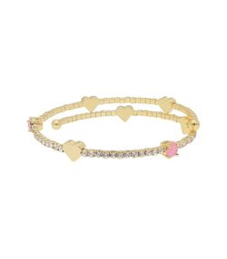 Pulsera Acero Dorado Mujer Liska BL023BR-DR Alloy Corazones Circonitas