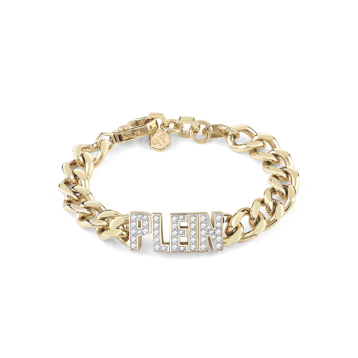 Pulsera Acero Dorado Mujer Philipp Plein PJ1AA11BU Motivo Central Logo Plein Cristales