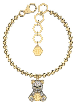 Pulsera Acero Dorado Mujer Philipp Plein PJHGA14BU Colgante Logo PP-Oso Cristales