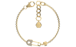 Pulsera Acero Dorado Mujer Philipp Plein PJKGA06BU Colgante Logo PP-Imperdible Cristales