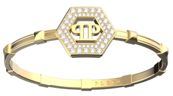 Pulsera Acero Dorado Mujer Philipp Plein PJREA12BU Hexágono Logo Philipp Plein Cristales