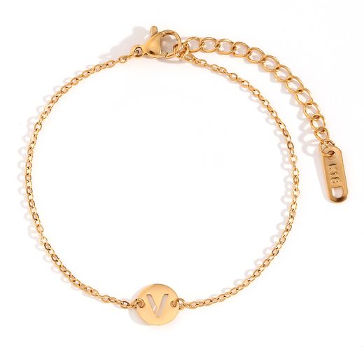 Pulsera Acero Dorado Mujer PSL0078DOV Letra V