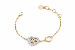 Pulsera Acero Dorado Philipp Plein Mujer PJZEA04BU Rocked Hearts Corazones Circonitas