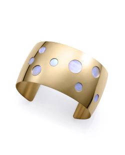 Pulsera Acero Dorado Viceroy 14272P01012 Rígida Ancha Círculos Madre Perla