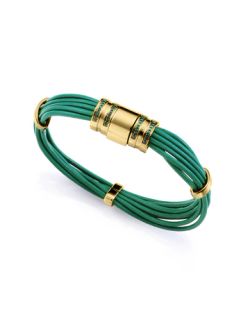 Pulsera Acero Dorado Viceroy 20cm 15192P01012 Piel Verde Circonitas Verdes