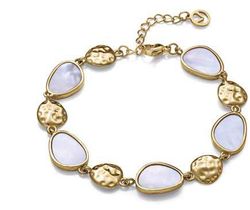Pulsera Acero Dorado Viceroy Mujer 14441P01012 Piedras Madre Perla Irregulares