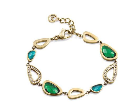 Pulsera Acero Dorado Viceroy Mujer 15234P01012 Cristales Azul Bicolor Verde