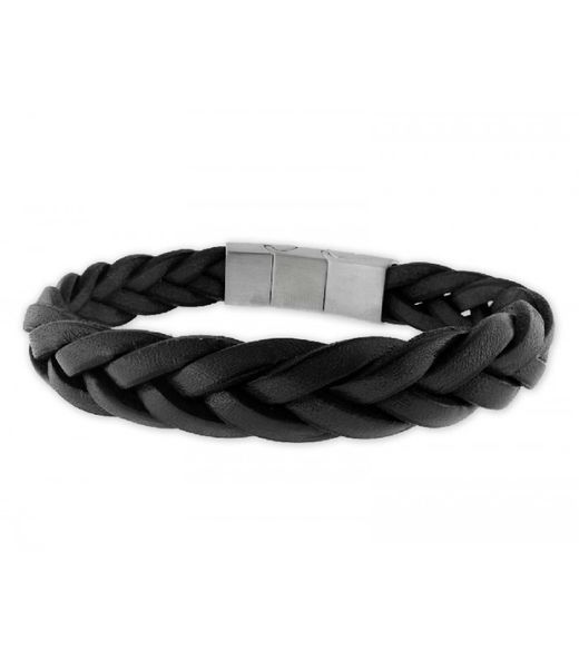 Liska Men's Steel Bracelet 84BA1185-N Black Braided Leather