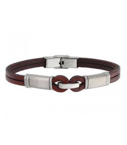 Pulsera Acero Hombre Liska 84BA1436-M Piel Marrón