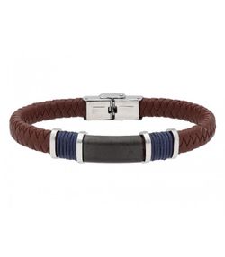 Pulseira masculina Liska 84BA1513-M Sport Brown Trançada em Aço