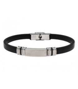 Pulsera Acero Hombre Liska 84BA712 Piel Negra