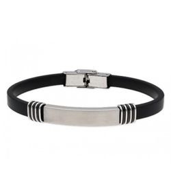 Pulsera Acero Hombre Liska 84BA713 Piel Negra