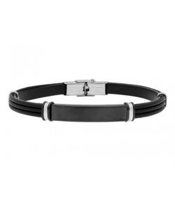 Pulsera Acero Hombre Liska MTC018BR Piel Negra