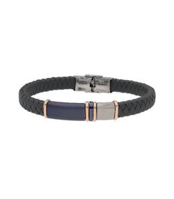 Liska MTC052BR-R Sport Schwarzes geflochtenes Herren-Stahlarmband