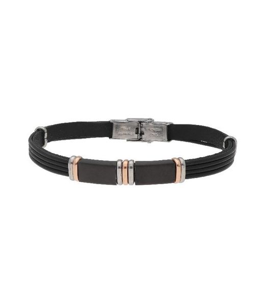 Liska MTC082BR-N Men's Steel Bracelet Black Leather