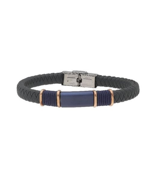 Pulsera Acero Hombre Liska MTC087BR-R Piel Negra Trenzada