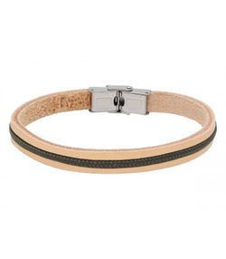 Pulsera Acero Hombre Liska NTK028BR-V Piel Cuerda Verde
