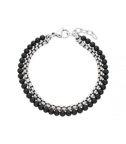 Liska RB228BR-N Men's Steel Bracelet with Black Natural Stones