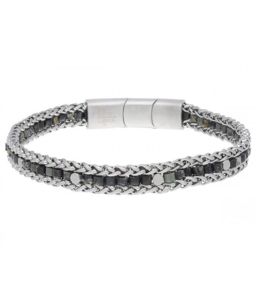 Pulseira masculina de aço com pedras naturais Liska RB245BR-V