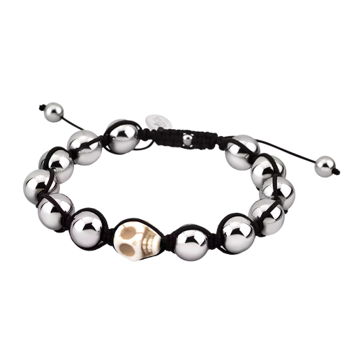 Pulsera Acero Inoxidable & Cordón Negro Lotus Hombre LS3019-2/2 Bolas En Brillo & Calavera