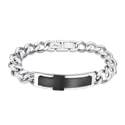 Pulsera Acero Inoxidable Lotus Hombre LS2282-2/1 Placa C. Cruz Negra En Brillo 20,5cm