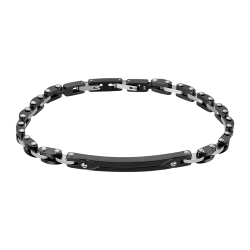 Pulsera Acero Inoxidable Negro Bicolor Plateado Lotus Hombre LS2595-2/2 Eslabones En Brillo 20cm