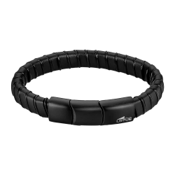 Pulsera Acero Inoxidable Negro & Piel Negra Lotus Hombre LS2534-2/1 Placa En Brillo 22,3cm